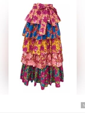 Sassy Jones Tabbie Tiered Floral Maxi Skirt